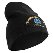 U.S. Army 278th Armored Cavalry Regiment Symbol Embroidered 8 Inch Solid Knit Short Beanie Made in USA - Black OSFM