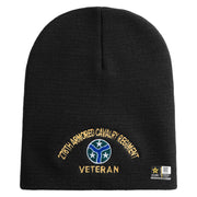 U.S. Army 278th Armored Cavalry Regiment Symbol Embroidered 8 Inch Solid Knit Short Beanie Made in USA - Black OSFM