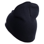 U.S. Army 30th Armored Brigade Symbol Embroidered 8 Inch Solid Knit Short Beanie Made in USA - Navy OSFM