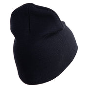 U.S. Army 30th Armored Brigade Symbol Embroidered 8 Inch Solid Knit Short Beanie Made in USA - Navy OSFM