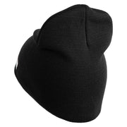 U.S. Army 30th Armored Brigade Symbol Embroidered 8 Inch Solid Knit Short Beanie Made in USA - Black OSFM