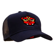 Dragon Embroidered Solid Cotton Twill 5 panel Mesh Cap