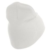 U.S. Army 30th Armored Brigade Symbol Embroidered 8 Inch Solid Knit Short Beanie Made in USA - White OSFM