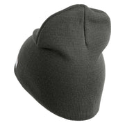 U.S. Army 30th Armored Brigade Symbol Embroidered 8 Inch Solid Knit Short Beanie Made in USA - Charcoal OSFM