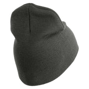 U.S. Army 30th Armored Brigade Symbol Embroidered 8 Inch Solid Knit Short Beanie Made in USA - Charcoal OSFM