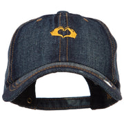 Mini Heart Hands Embroidered Washed Denim Cap