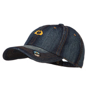 Mini Heart Hands Embroidered Washed Denim Cap