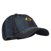 Mini Heart Hands Embroidered Washed Denim Cap