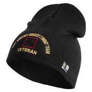 U.S. Army 81st Armored Brigade Combat Team Symbol Embroidered 8 Inch Solid Knit Short Beanie Made in USA - Black OSFM