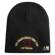 U.S. Army 81st Armored Brigade Combat Team Symbol Embroidered 8 Inch Solid Knit Short Beanie Made in USA - Black OSFM