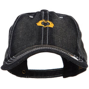 Mini Heart Hands Embroidered Washed Denim Cap