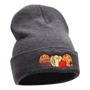 Harvest Pumpkin Patch Season Embroidered Long Knitted Beanie