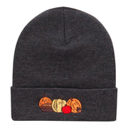 Harvest Pumpkin Patch Season Embroidered Long Knitted Beanie