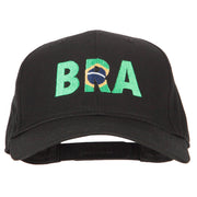 Brazil BRA Flag Embroidered Solid Cotton Pro Style Cap