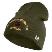 U.S. Army 81st Armored Brigade Combat Team Symbol Embroidered 8 Inch Solid Knit Short Beanie Made in USA - Olive OSFM