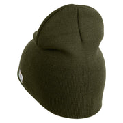 U.S. Army 81st Armored Brigade Combat Team Symbol Embroidered 8 Inch Solid Knit Short Beanie Made in USA - Olive OSFM