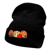 Harvest Pumpkin Patch Season Embroidered Long Knitted Beanie