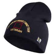 U.S. Army 81st Armored Brigade Combat Team Symbol Embroidered 8 Inch Solid Knit Short Beanie Made in USA - Navy OSFM