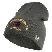 U.S. Army 81st Armored Brigade Combat Team Symbol Embroidered 8 Inch Solid Knit Short Beanie Made in USA - Charcoal OSFM