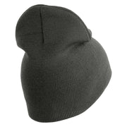 U.S. Army 81st Armored Brigade Combat Team Symbol Embroidered 8 Inch Solid Knit Short Beanie Made in USA - Charcoal OSFM