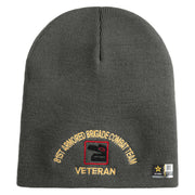 U.S. Army 81st Armored Brigade Combat Team Symbol Embroidered 8 Inch Solid Knit Short Beanie Made in USA - Charcoal OSFM