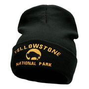 Yellowstone Bison Embroidered Long Knitted Beanie