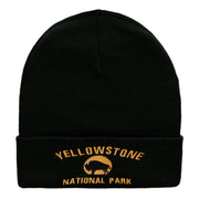 Yellowstone Bison Embroidered Long Knitted Beanie