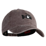 Ghost Cam Embroidered Washed Solid Pigment Dyed Cotton Twill Brass Buckle Cap - Brown OSFM