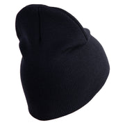 U.S. Army 1st Cavalry Division Symbol Embroidered 8 Inch Solid Knit Short Beanie Made in USA - Navy OSFM