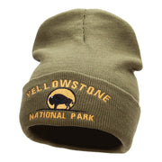 Yellowstone Bison Embroidered Long Knitted Beanie