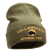 Yellowstone Bison Embroidered Long Knitted Beanie