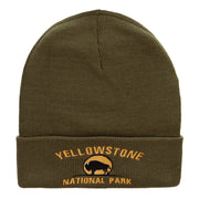 Yellowstone Bison Embroidered Long Knitted Beanie