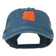 Arizona State Map Embroidered Washed Cotton Cap