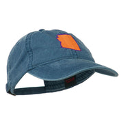 Arizona State Map Embroidered Washed Cotton Cap