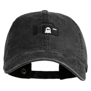Ghost Cam Embroidered Washed Solid Pigment Dyed Cotton Twill Brass Buckle Cap - Black OSFM