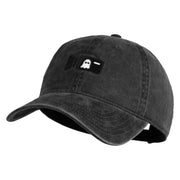 Ghost Cam Embroidered Washed Solid Pigment Dyed Cotton Twill Brass Buckle Cap - Black OSFM