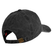 Ghost Cam Embroidered Washed Solid Pigment Dyed Cotton Twill Brass Buckle Cap - Black OSFM
