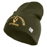 U.S. Army 1st Cavalry Division Symbol Embroidered 8 Inch Solid Knit Short Beanie Made in USA - Olive OSFM