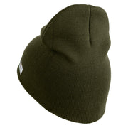 U.S. Army 1st Cavalry Division Symbol Embroidered 8 Inch Solid Knit Short Beanie Made in USA - Olive OSFM