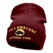 Yellowstone Bison Embroidered Long Knitted Beanie