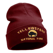 Yellowstone Bison Embroidered Long Knitted Beanie