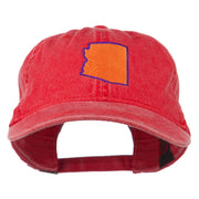 Arizona State Map Embroidered Washed Cotton Cap