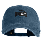 Ghost Cam Embroidered Washed Solid Pigment Dyed Cotton Twill Brass Buckle Cap - Navy OSFM