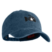 Ghost Cam Embroidered Washed Solid Pigment Dyed Cotton Twill Brass Buckle Cap - Navy OSFM