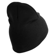 U.S. Army 1st Cavalry Division Symbol Embroidered 8 Inch Solid Knit Short Beanie Made in USA - Black OSFM