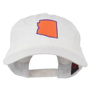 Arizona State Map Embroidered Washed Cotton Cap