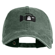 Ghost Cam Embroidered Washed Solid Pigment Dyed Cotton Twill Brass Buckle Cap - Dark Green OSFM