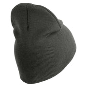 U.S. Army 1st Cavalry Division Symbol Embroidered 8 Inch Solid Knit Short Beanie Made in USA - Charcoal OSFM