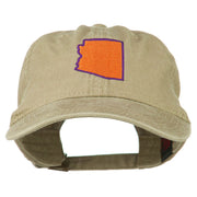 Arizona State Map Embroidered Washed Cotton Cap