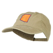 Arizona State Map Embroidered Washed Cotton Cap